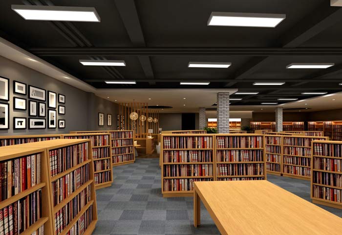 學習型咖啡廳圖書館圖書區域裝修設計案例效果圖