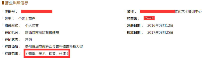 黔西縣XXX文化藝術(shù)培訓中心截圖